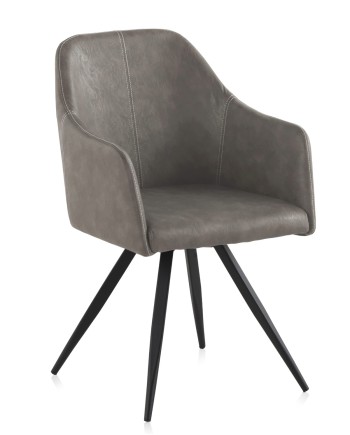 sillón tapizado  taupe patas metálicas negras