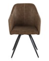 fauteuil rembourré marron avec pieds en métal noir
