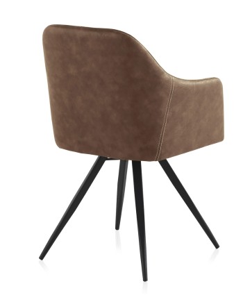 fauteuil rembourré marron avec pieds en métal noir