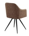 sillón tapizado marrón patas metálicas negras