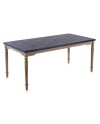 mesa madera con sobre imitación cerámica azul 180x90