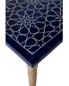 mesa madeira com tampo imitação cerâmica azul 180x90