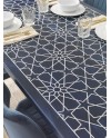 mesa madera con sobre imitación cerámica azul 180x90