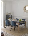 mesa madeira com tampo imitação cerâmica azul 180x90