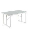 table en aluminium blanc plateau verre 150x90 cm