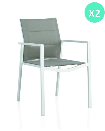 poltrona alumínio branco textilene acolchoado creme