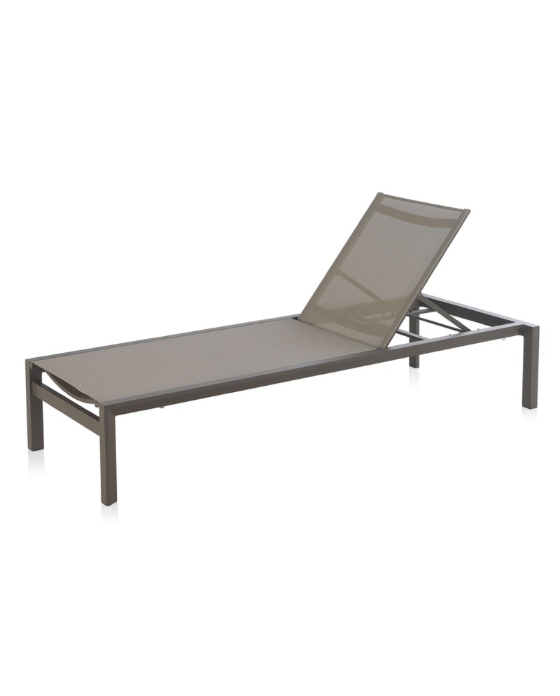 bain de soleil en aluminium taupe avec textile taupe