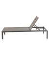 bain de soleil en aluminium taupe avec textile taupe