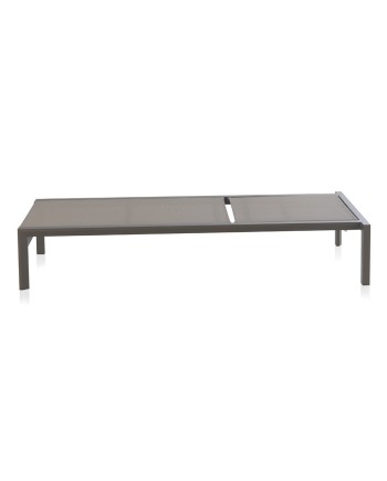 bain de soleil en aluminium taupe avec textile taupe