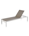 bain de soleil en aluminium blanc avec textile taupe