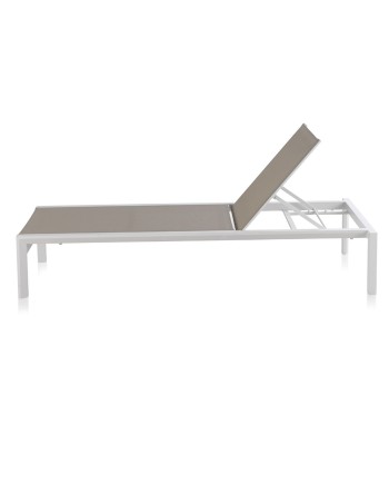 espreguiçadeira aluminio branco com textilene taupe