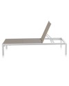 bain de soleil en aluminium blanc avec textile taupe