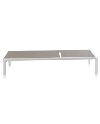 tumbona aluminio blanco con textiline taupe