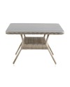 table en fibre synthétique avec plateau en polywood 120x120