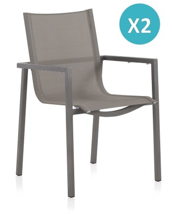 sillón aluminio con textiline taupe