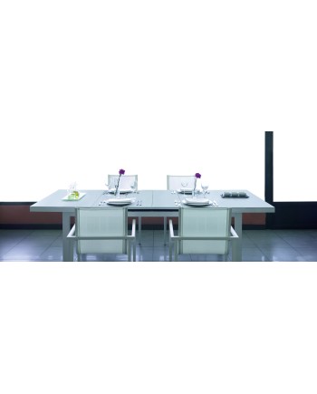 mesa alumínio extensível com vidro 180/240x100cm