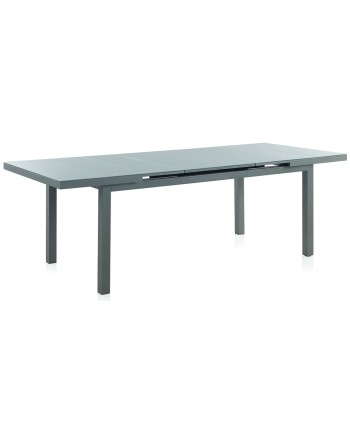 mesa alumínio extensível taupe com vidro 180/240x100cm