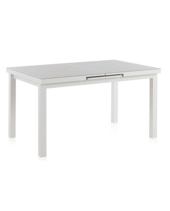 mesa alumínio extensível com vidro 140/180x90cm