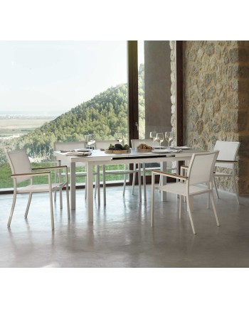 mesa aluminio extensible con cristal 140/180x90cm