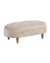 banquette rembourrée velours beige avec pieds métalliques