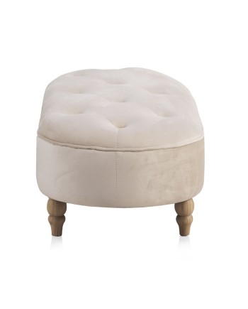 banquette rembourrée velours beige avec pieds métalliques