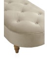 banqueta tapizada terciopelo beig con patas madera natural