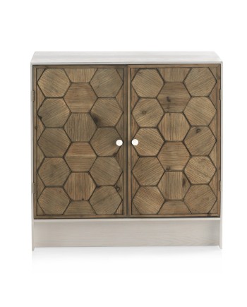 commode 2 portes bois de frêne blanc patiné