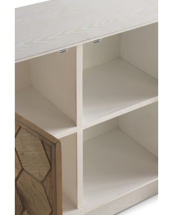 cómoda 2 portas madeira de freixo branco patinado