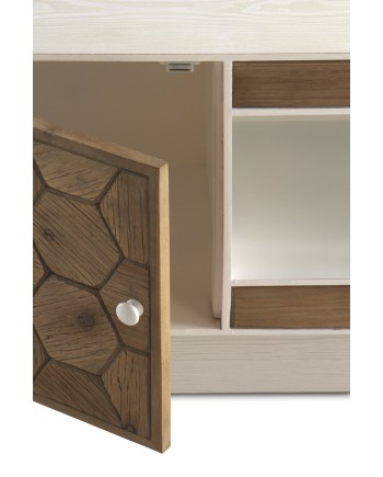 mueble tv madera de fresno blanco patinado