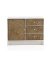 commode 1 porte 3 tiroirs bois de frêne blanc patiné
