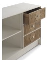cómoda 1 puerta y 3 cajones madera de fresno blanco patinado