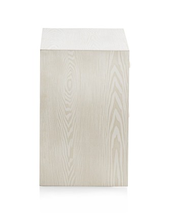 mesita de noche 2 cajones madera de fresno blanco patinado