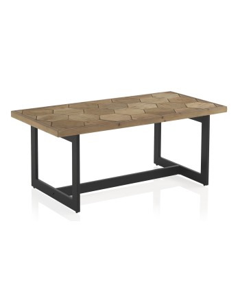mesa centro madera de fresno con pie metálico