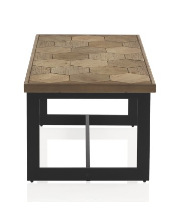 mesa centro madera de fresno con pie metálico