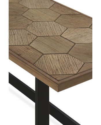 mesa centro madera de fresno con pie metálico