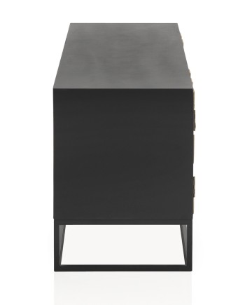 meuble TV bois laminé 2 portes 1 tiroir avec pied metal