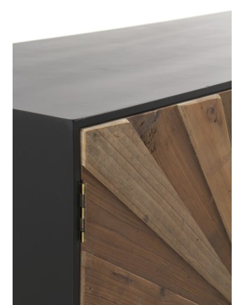 meuble TV bois laminé 2 portes 1 tiroir avec pied metal