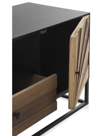 móvel tv madeira laminada 2 portas e 1 gaveta com pé metálico