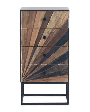 sinfonier madera laminada 4 cajones con base metálica