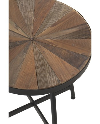 table d'appoint bois laminé ronde 40 cms pied metal