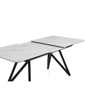 table extansible ceramique blanche 160/210x90 pied metal