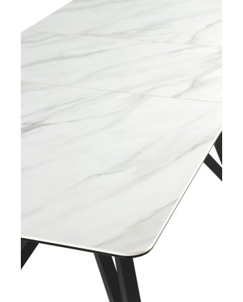 mesa de jantar extensivei cerámica branca com pés metal 160/210x90