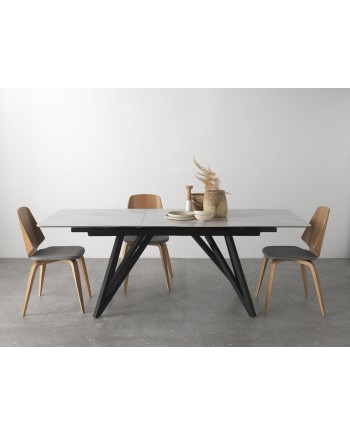 table extansible ceramique blanche 160/210x90 pied metal