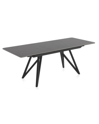 mesa de jantar extensivei cerámica cinzenta com pés metal 160/210x90