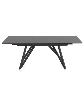 mesa extensible cerámica gris con patas metal 160/210x90