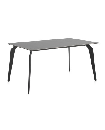 mesa de jantar cerámica cinzenta com pés de metal 150x90