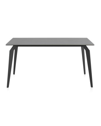 mesa cerámica gris con patas de metal 150x90