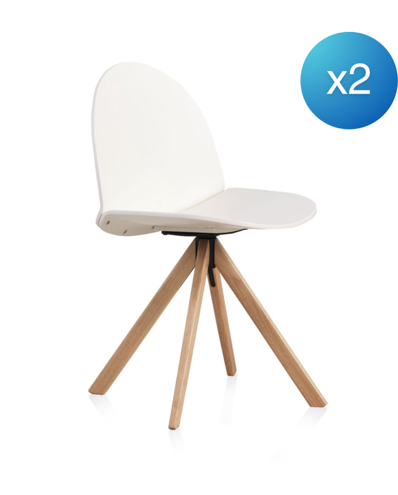 silla madera lacada blanca giratoria pack 4 unidades