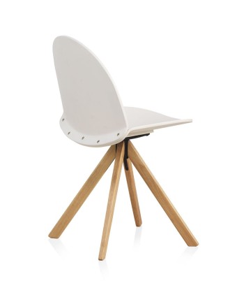 silla madera lacada blanca giratoria pack 4 unidades