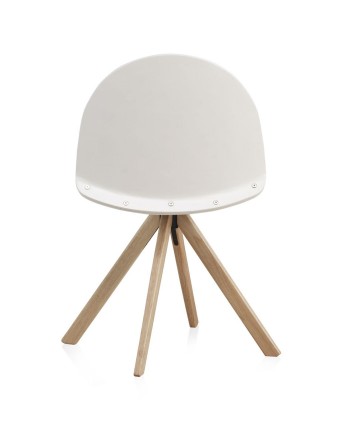 silla madera lacada blanca giratoria pack 4 unidades